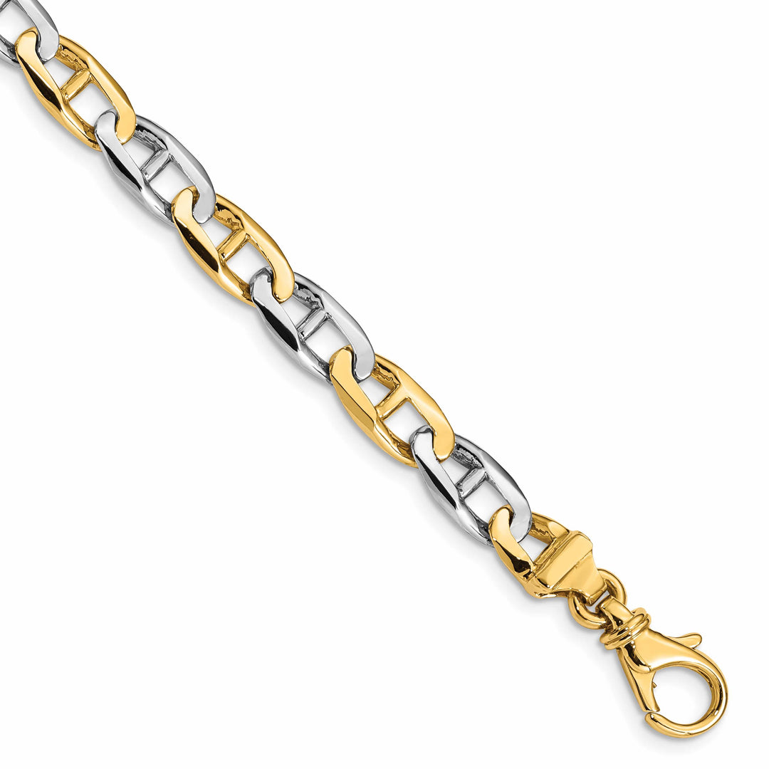 14K Two-Tone Gold Two-tone 6.6mm Hand Fancy Flat Anchor Link Bracelet