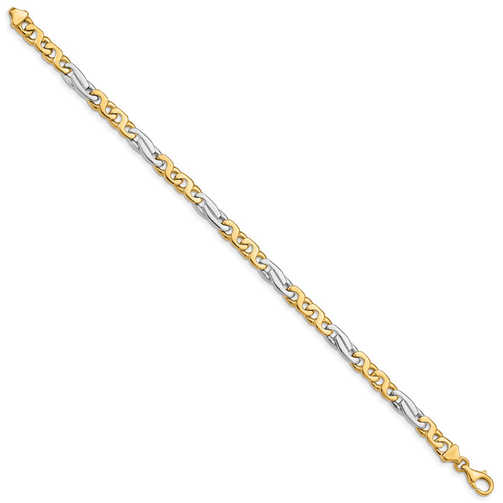 14K Two-Tone Gold Two-tone 6mm Hand Fancy Link Bracelet