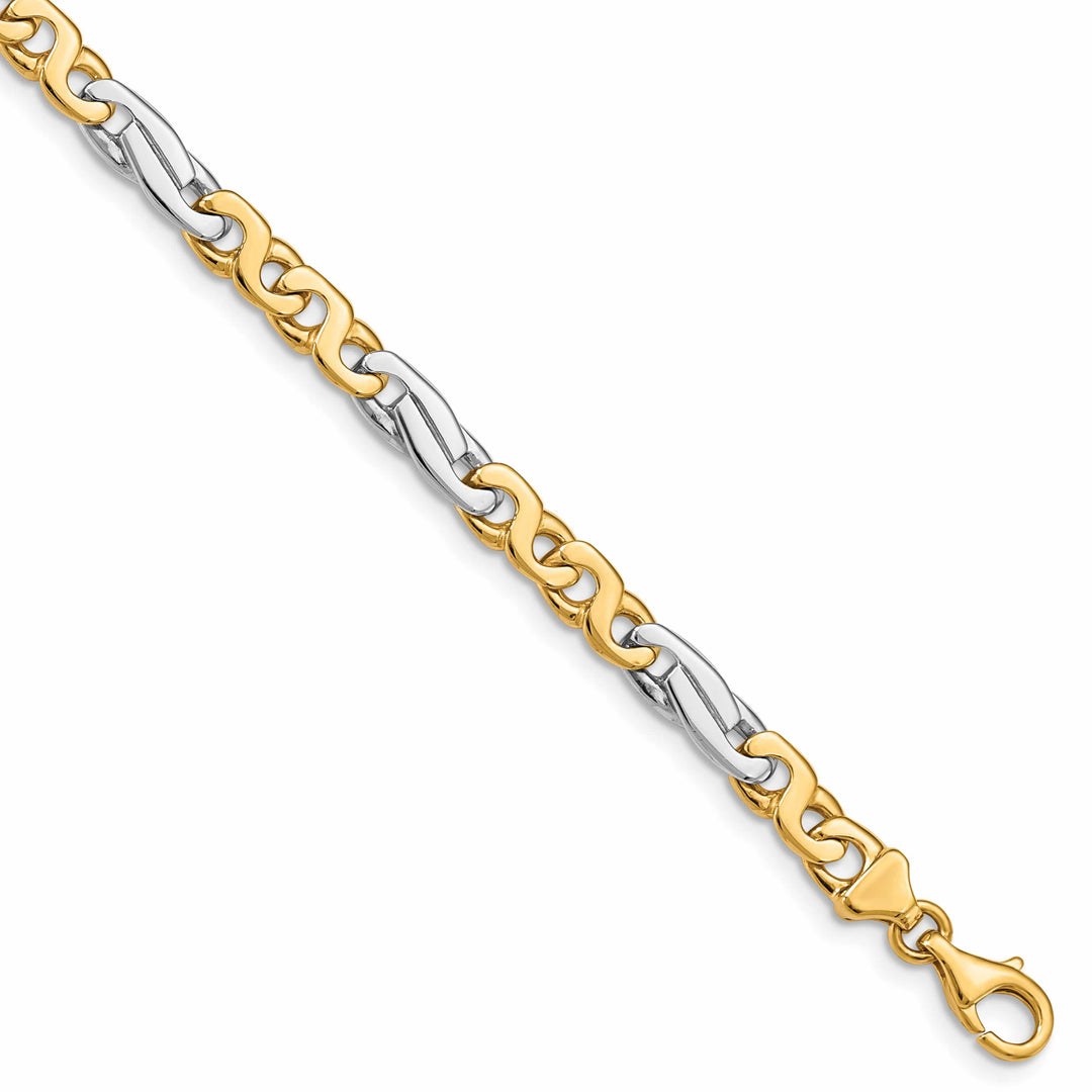 14K Two-Tone Gold Two-tone 6mm Hand Fancy Link Bracelet