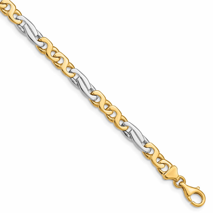 14K Two-Tone Gold Two-tone 6mm Hand Fancy Link Bracelet