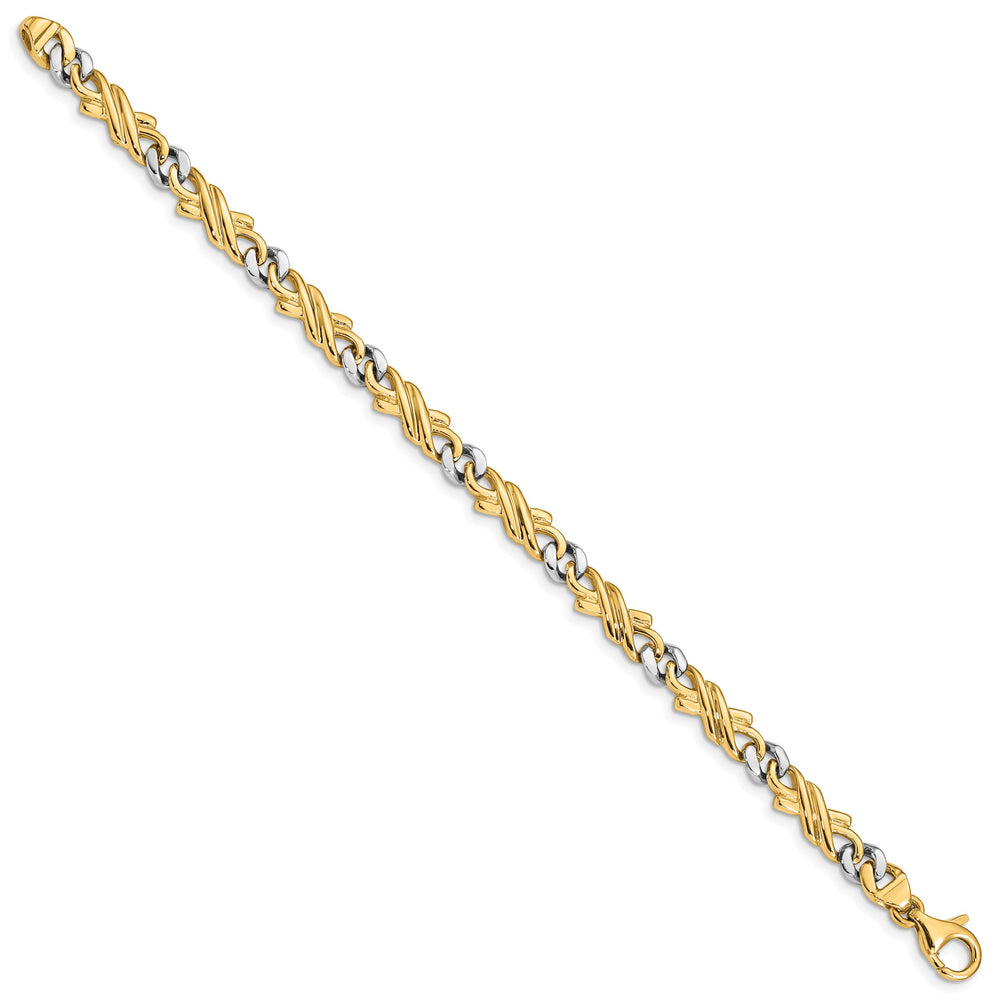 14K Two-Tone Gold Two-tone 6mm Hand Hand Fancy Link Bracelet