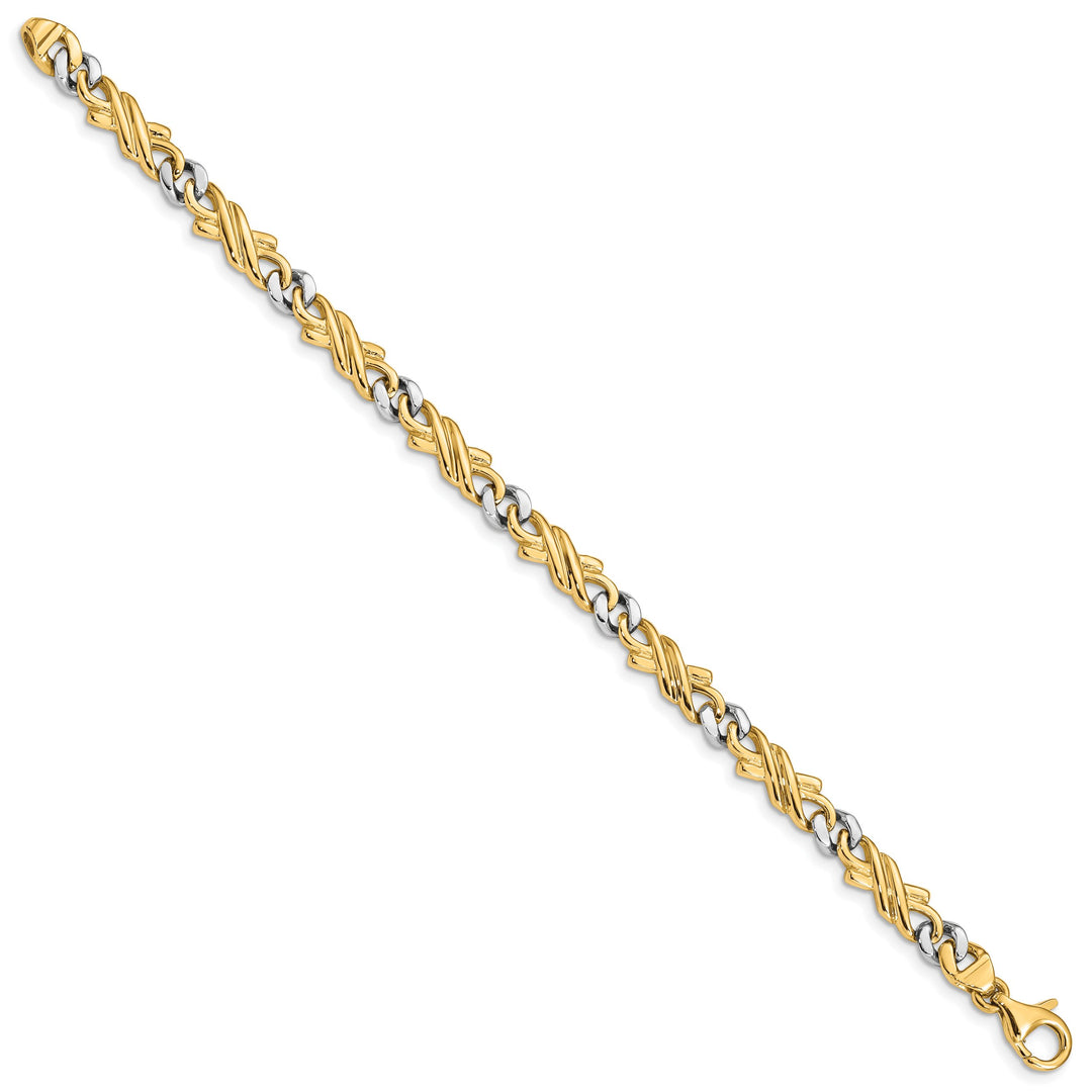 14K Two-Tone Gold Two-tone 6mm Hand Hand Fancy Link Bracelet