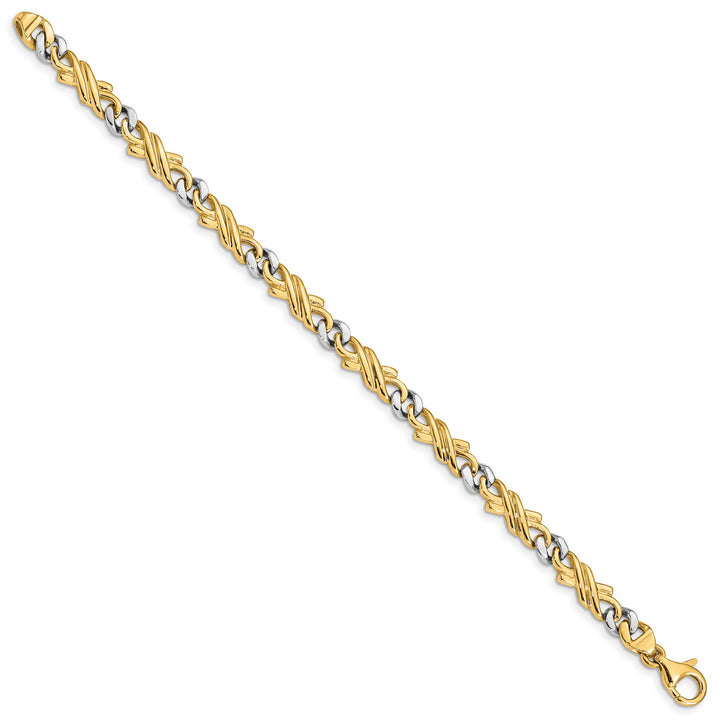14K Two-Tone Gold Two-tone 6mm Hand Hand Fancy Link Bracelet