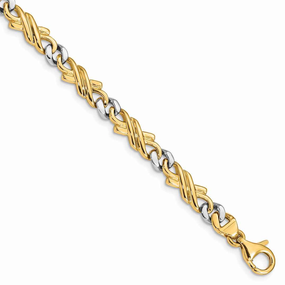 14K Two-Tone Gold Two-tone 6mm Hand Hand Fancy Link Bracelet