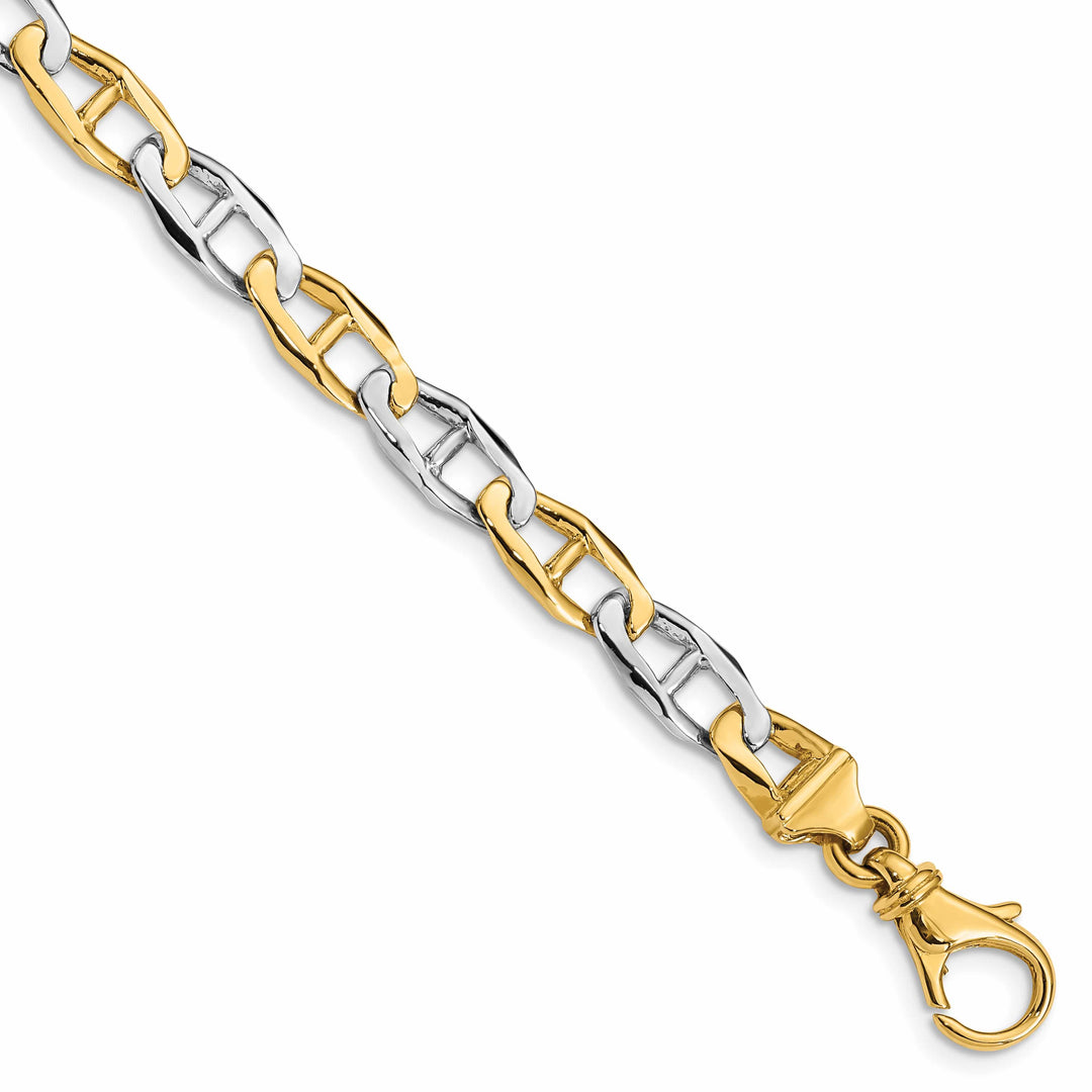 14K Two-Tone Gold Two-tone 7. 6.5mm Hand Fancy Link Bracelet