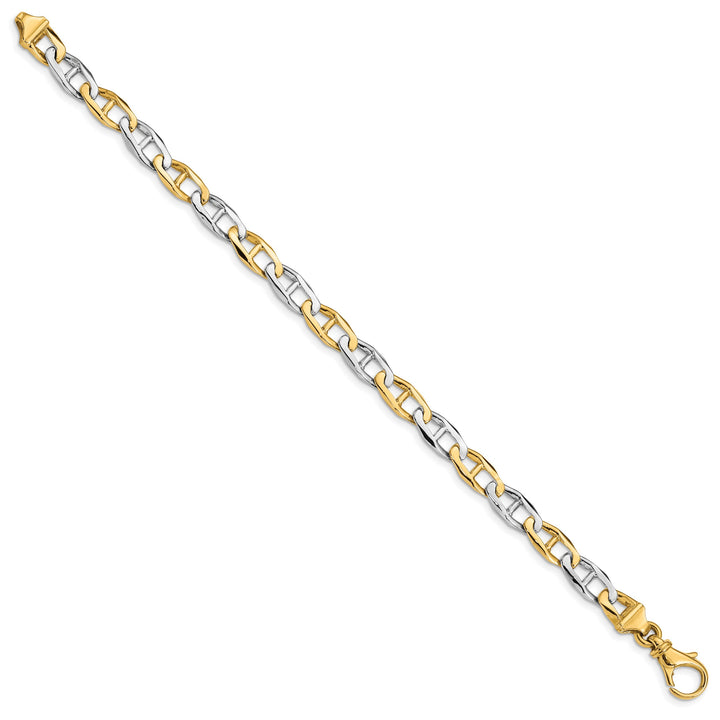 14K Two-Tone Gold Two-tone 7. 6.5mm Hand Fancy Link Bracelet
