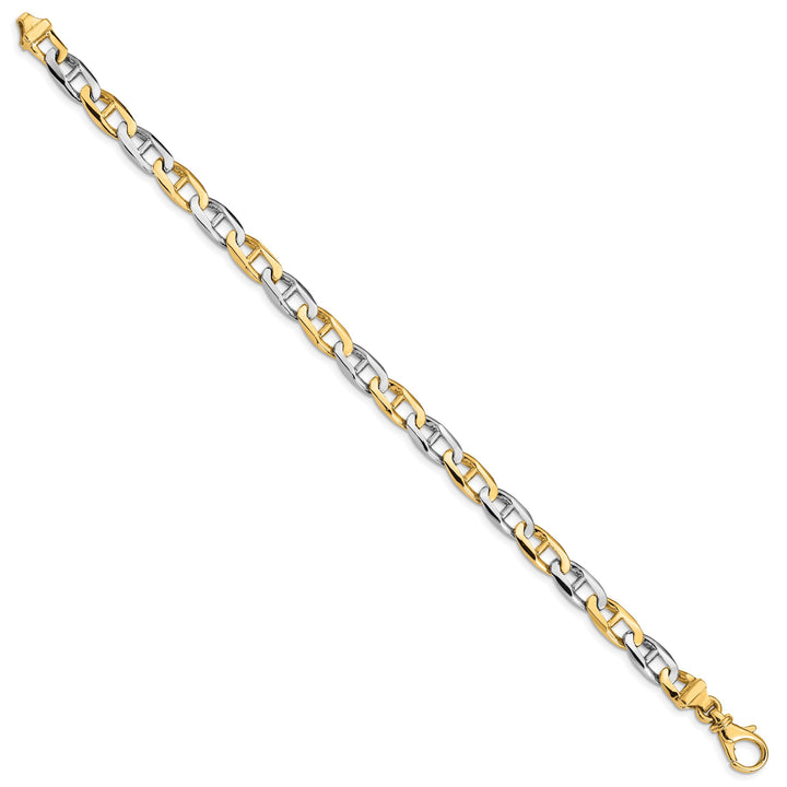 14K Two-Tone Gold Two-tone 7. 6.6mm Hand Flat Anchor Link Bracelet