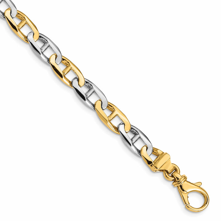 14K Two-Tone Gold Two-tone 7. 6.6mm Hand Flat Anchor Link Bracelet