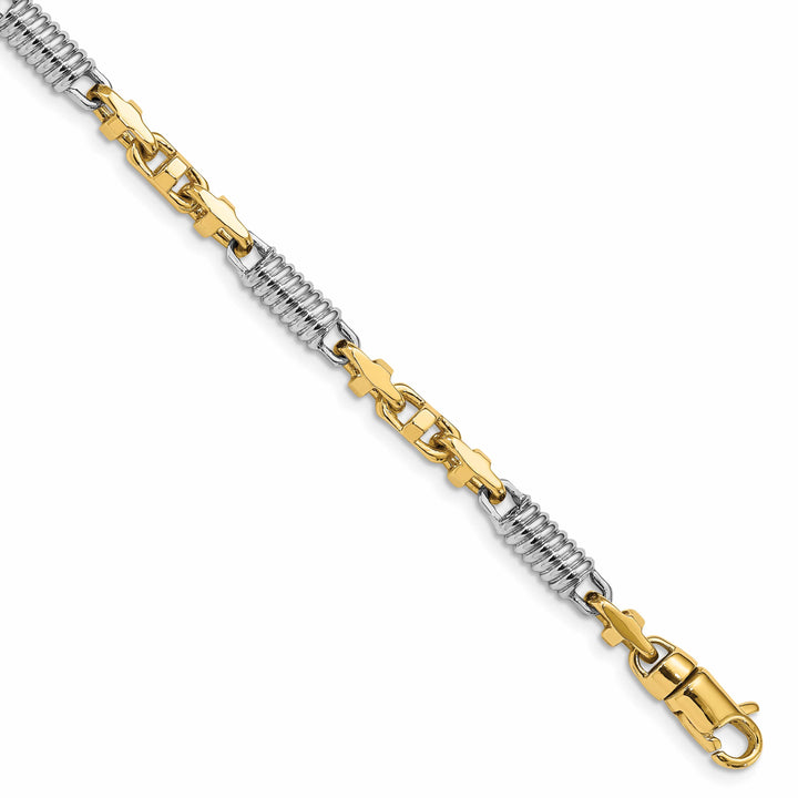 14K Two-Tone Gold Two-tone 8. 4.6mm Hand Fancy Link Bracelet