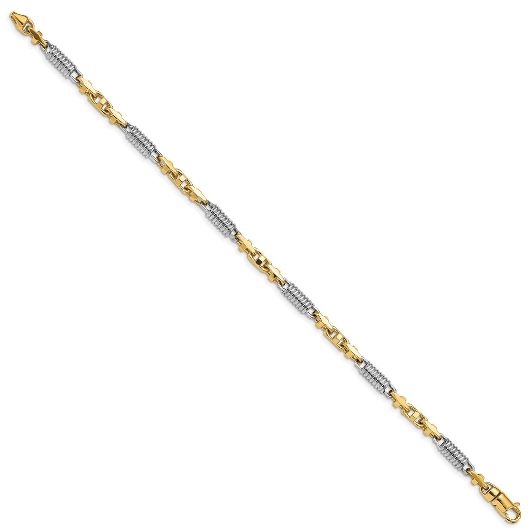 14K Two-Tone Gold Two-tone 8. 4.6mm Hand Fancy Link Bracelet