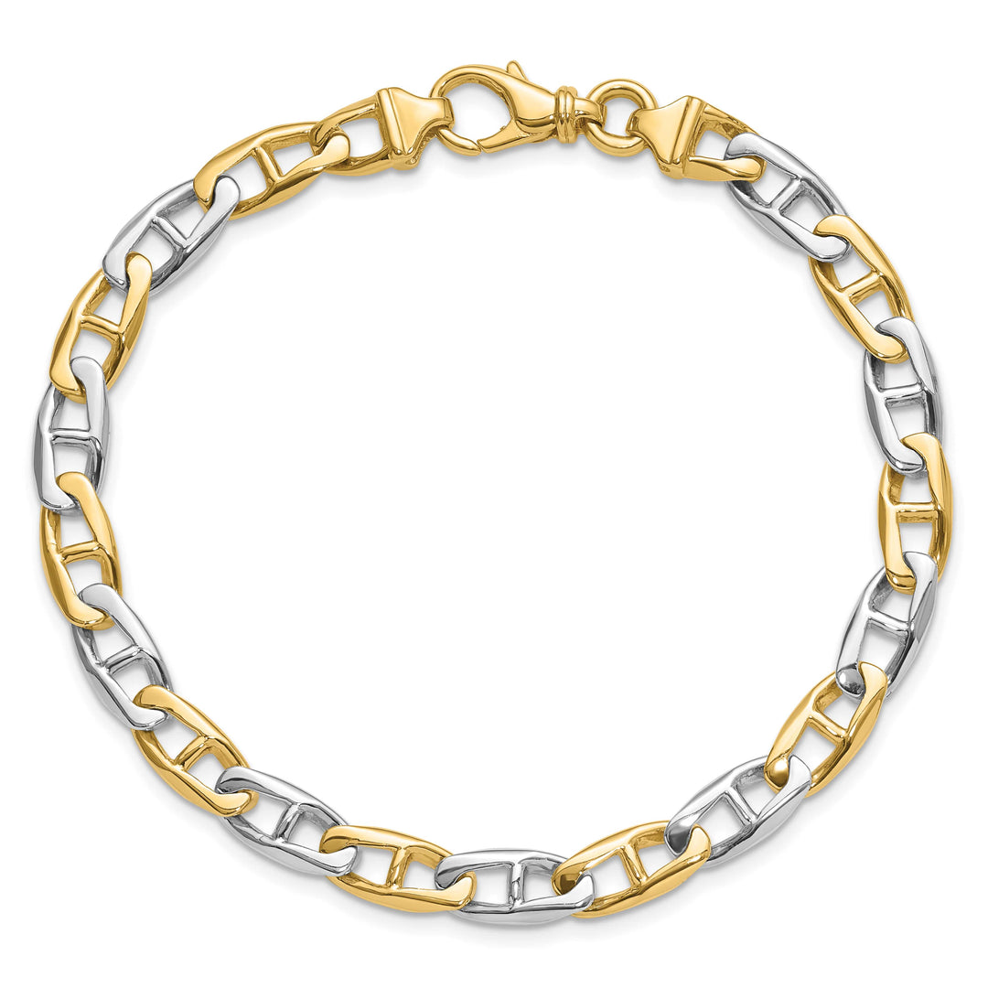 14K Two-Tone Gold Two-tone 8. 6.6mm Hand Flat Anchor Link Bracelet