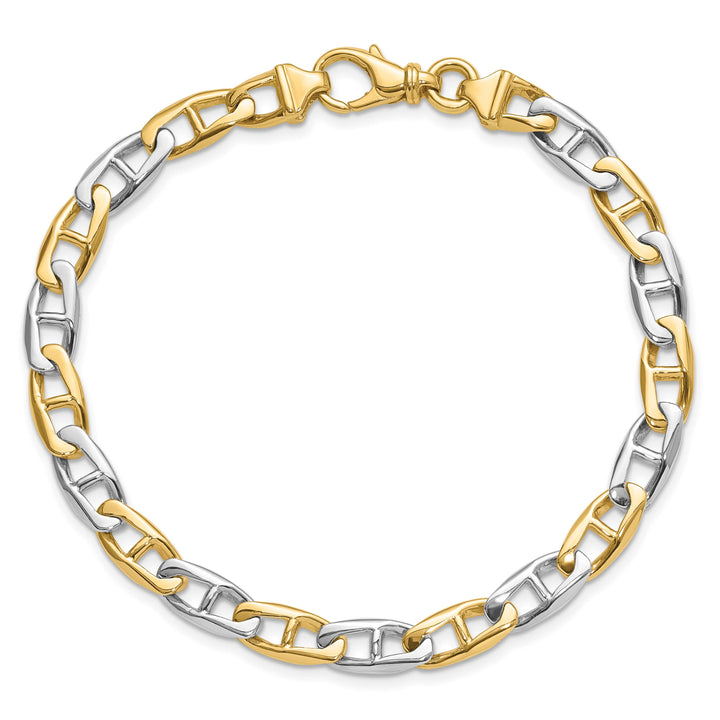 14K Two-Tone Gold Two-tone 8. 6.6mm Hand Flat Anchor Link Bracelet