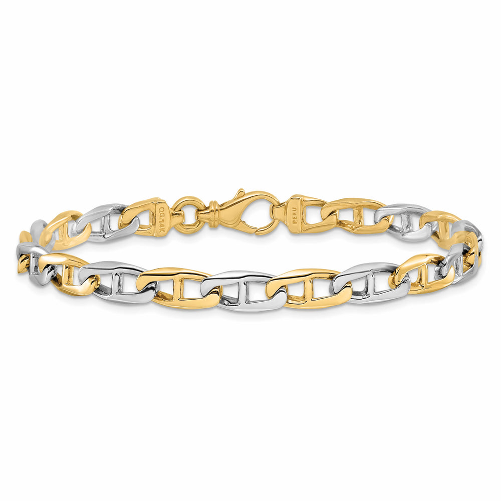 14K Two-Tone Gold Two-tone 8. 6.6mm Hand Flat Anchor Link Bracelet
