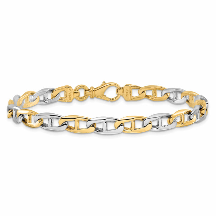 14K Two-Tone Gold Two-tone 8. 6.6mm Hand Flat Anchor Link Bracelet