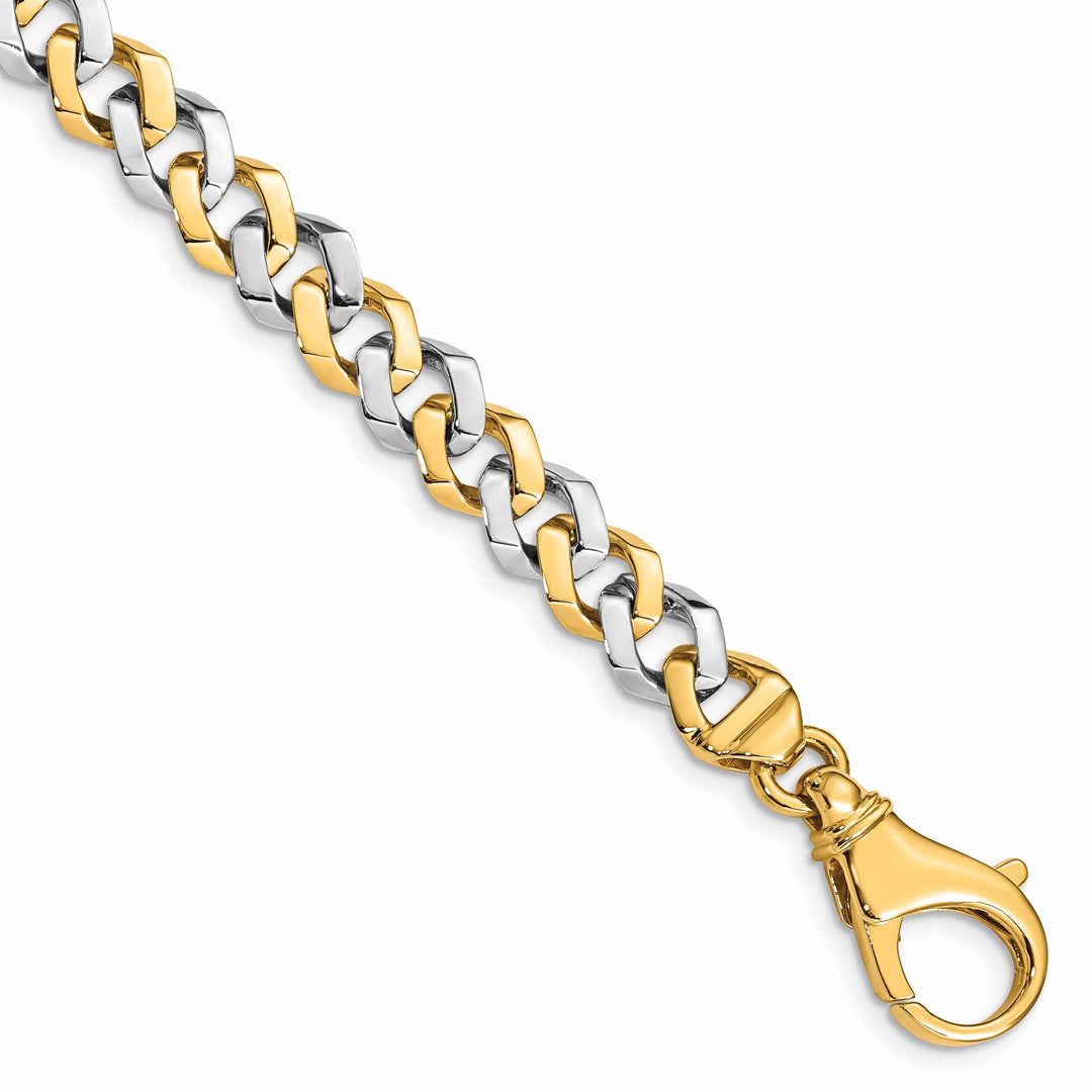 14K Two-Tone Gold Two-tone 8mm Hand Fancy Link Bracelet 8 Inch