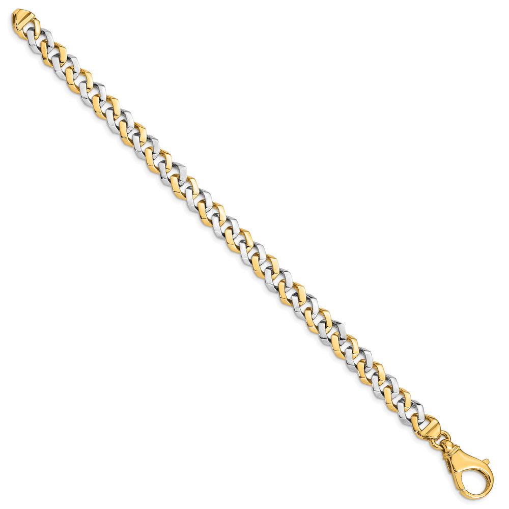 14K Two-Tone Gold Two-tone 8mm Hand Fancy Link Bracelet 8 Inch