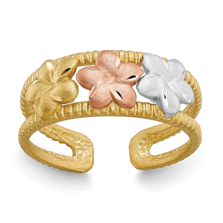 14k Two-Tone Gold Two-tone and White Plumeria Toe Ring