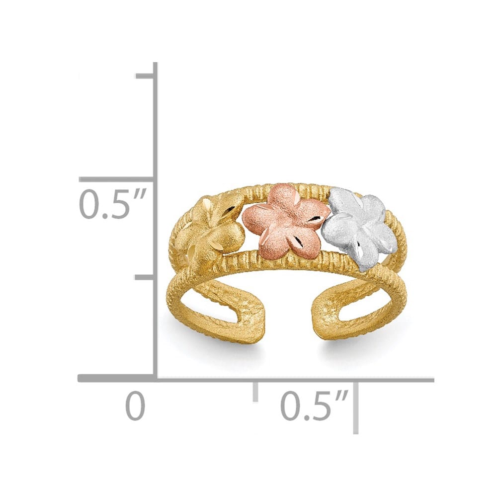 14k Two-Tone Gold Two-tone and White Plumeria Toe Ring