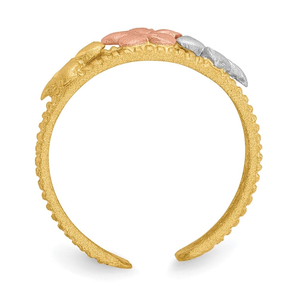 14k Two-Tone Gold Two-tone and White Plumeria Toe Ring
