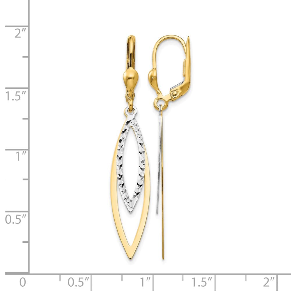 14K Two-Tone Gold Two-tone D.C. Dangle Leverback Earrings, view 4 of 4
