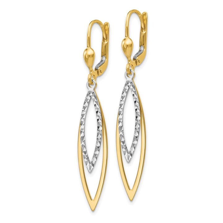 14K Two-Tone Gold Two-tone D.C. Dangle Leverback Earrings, view 2 of 4