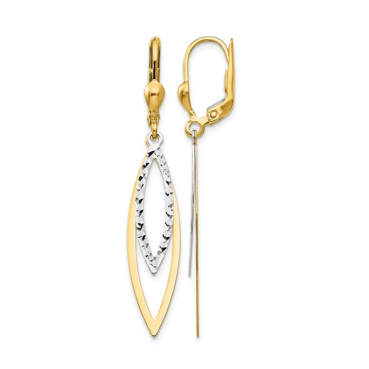 14K Two-Tone Gold Two-tone D.C. Dangle Leverback Earrings, view 1 of 4