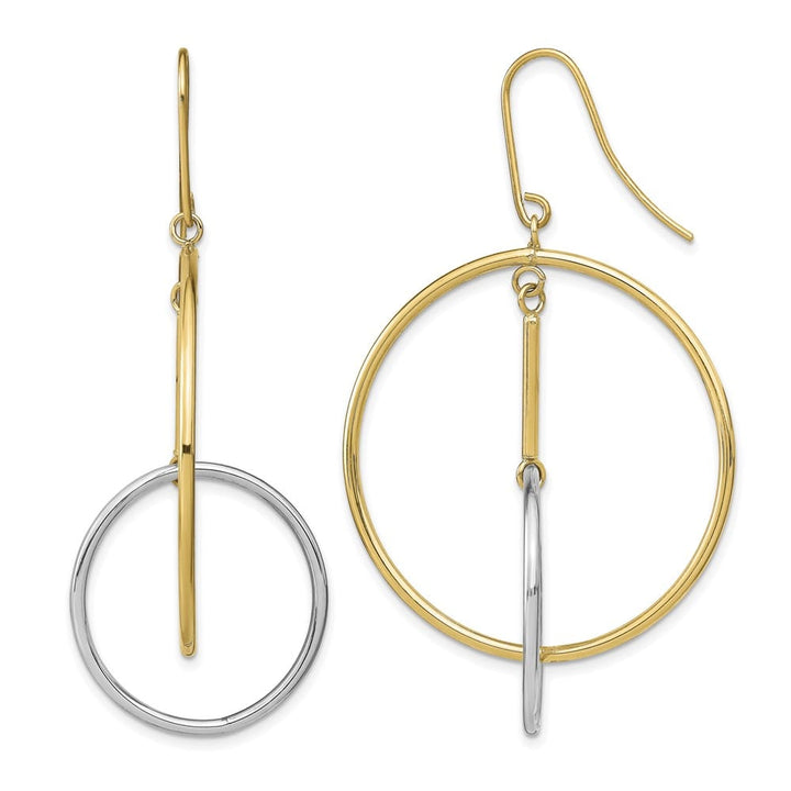 14K Two-Tone Gold Two-Tone Double Circle & Bar Dangle Earrings, view 1 of 4