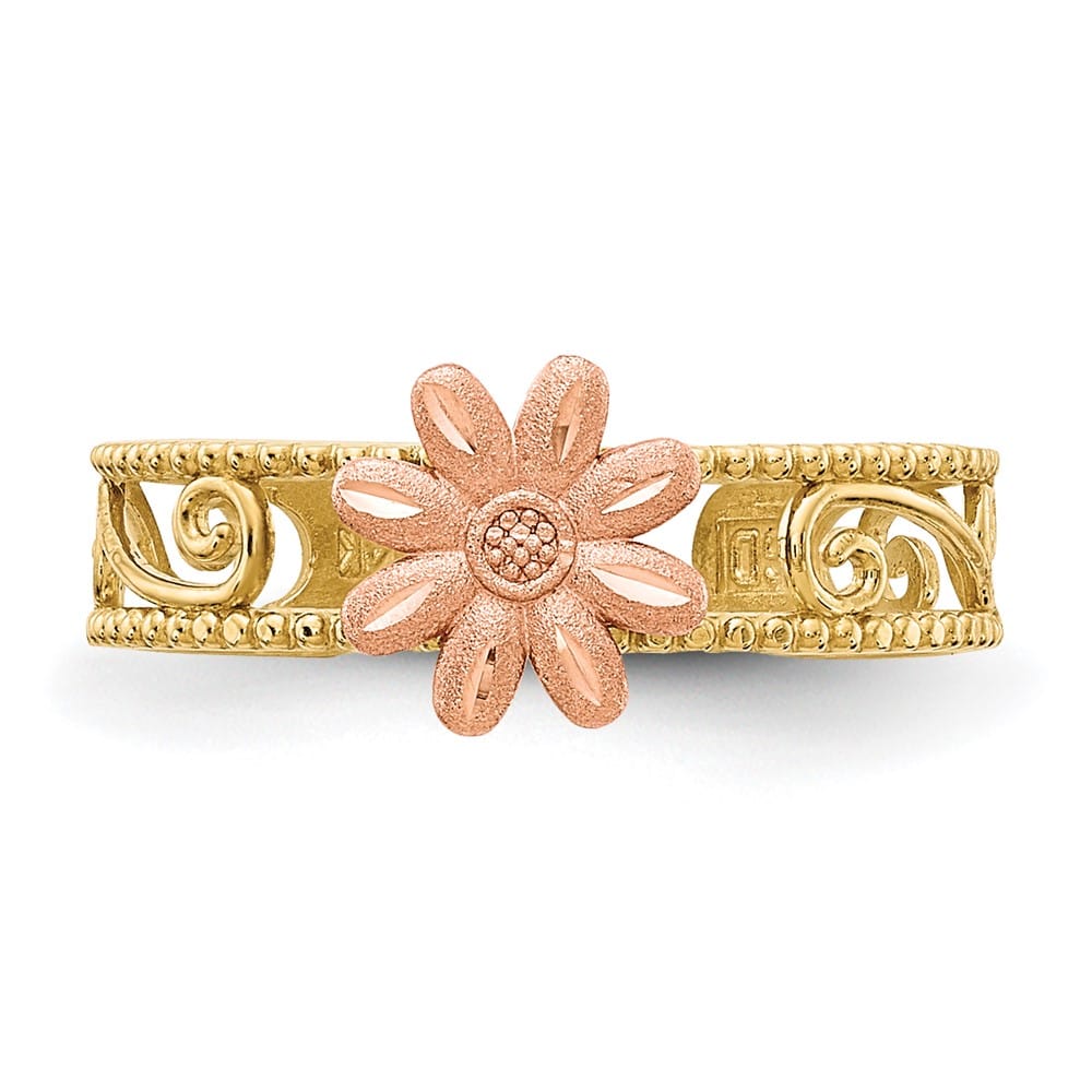 14k Two-Tone Gold Two-tone Flower Toe Ring