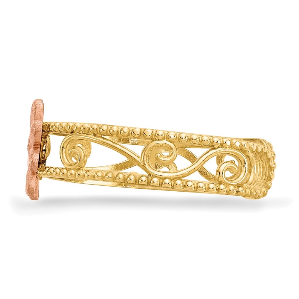 14k Two-Tone Gold Two-tone Flower Toe Ring