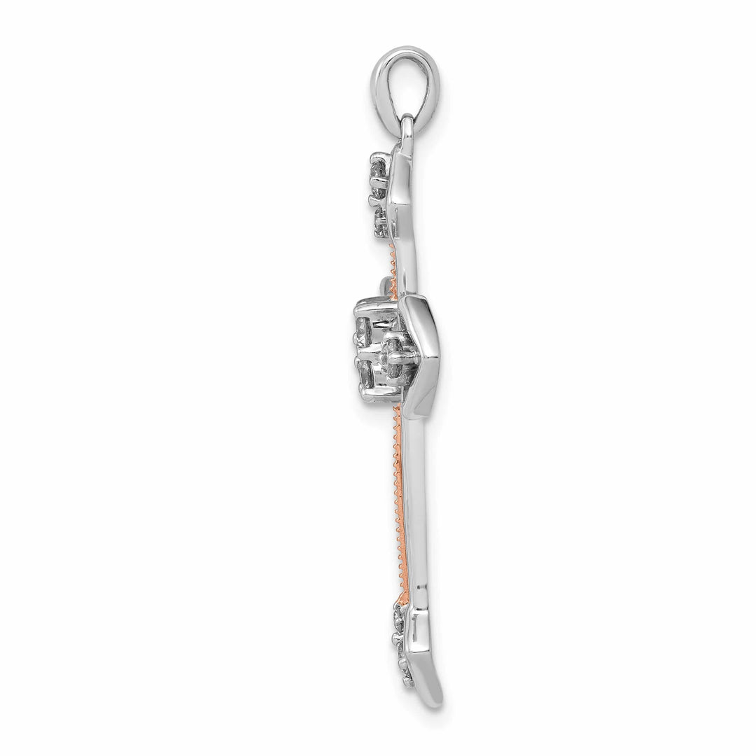 14K Two-Tone Gold Two Tone Rose and White Gold 3/8 ct Lab Pendant