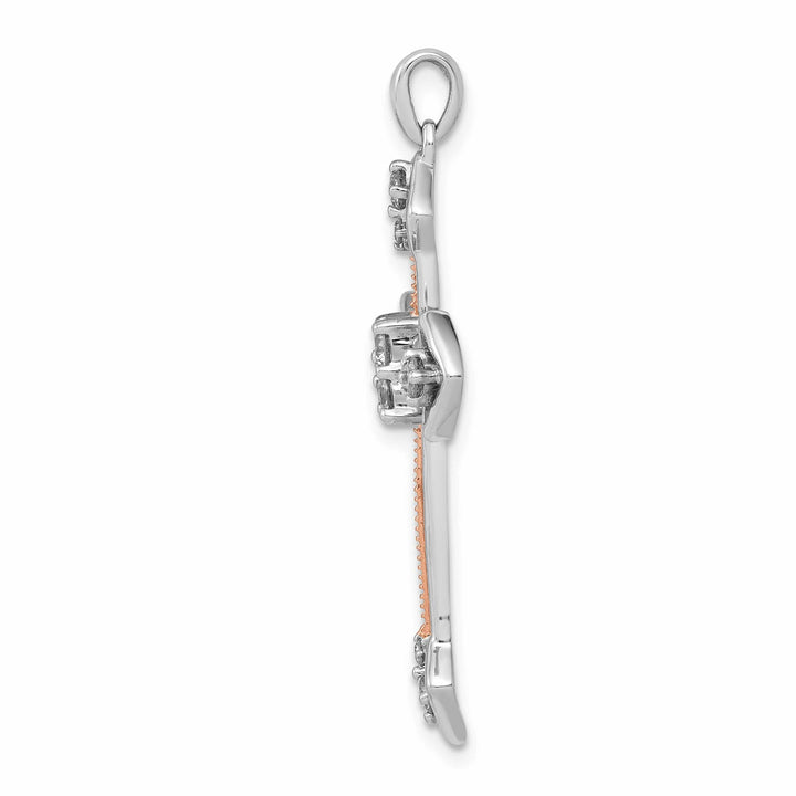 14K Two-Tone Gold Two Tone Rose and White Gold 3/8 ct Lab Pendant