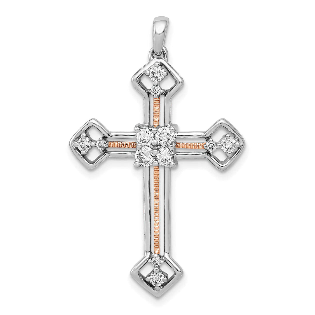 14K Two-Tone Gold Two Tone Rose and White Gold 3/8 ct Lab Pendant