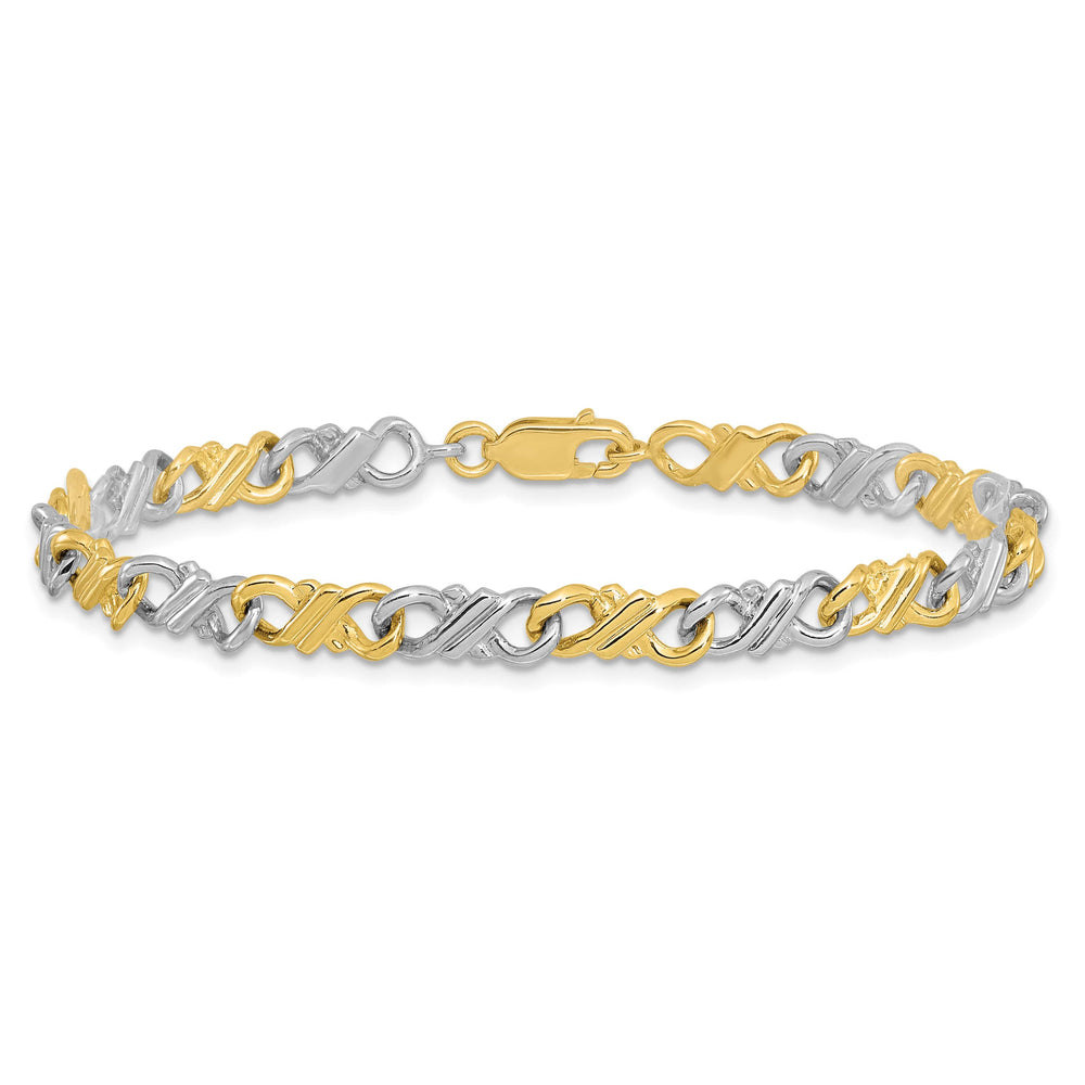 14K Two-Tone Gold Two-Tone Solid Fancy Bracelet 7 Inch