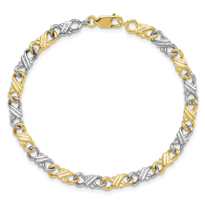 14K Two-Tone Gold Two-Tone Solid Fancy Bracelet 7 Inch