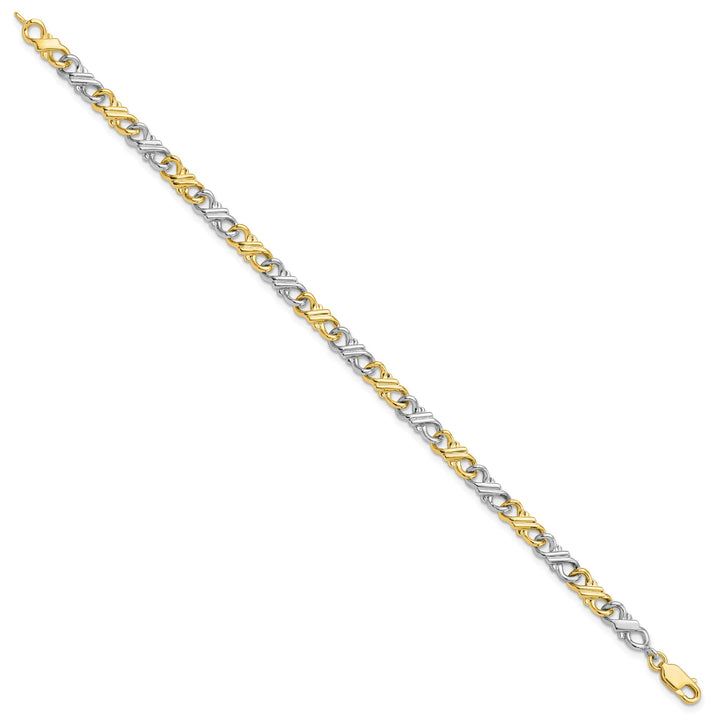 14K Two-Tone Gold Two-Tone Solid Fancy Bracelet 7 Inch