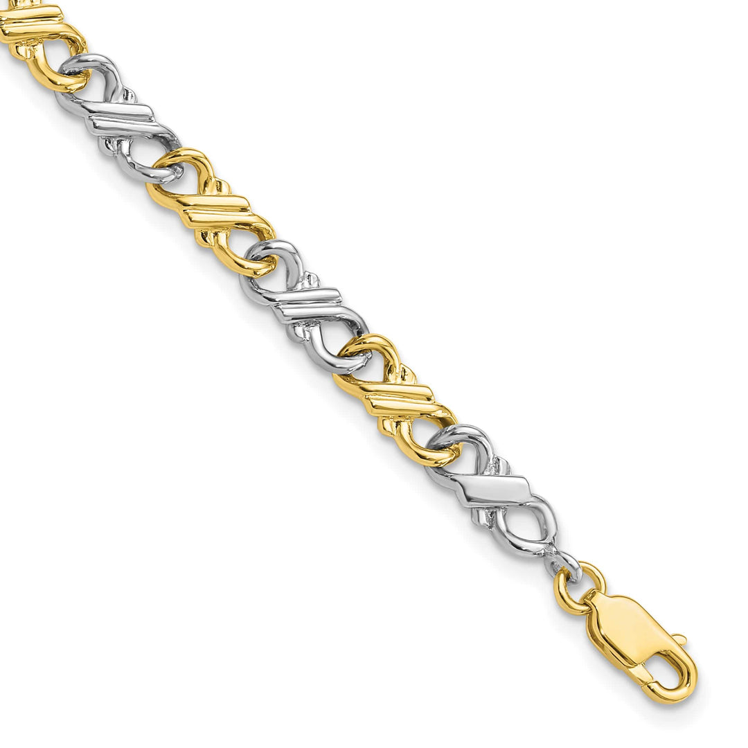 14K Two-Tone Gold Two-Tone Solid Fancy Bracelet 7 Inch
