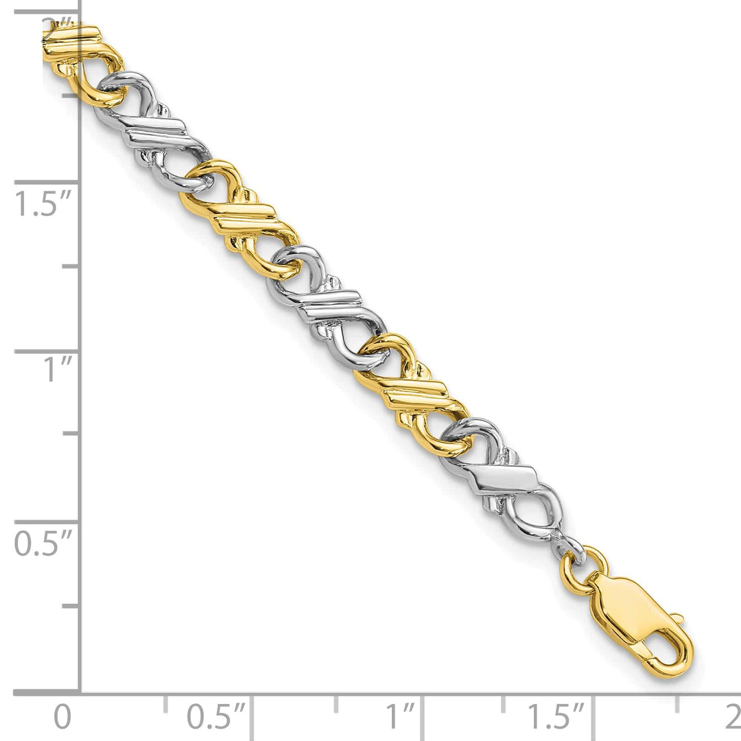 14K Two-Tone Gold Two-Tone Solid Fancy Bracelet 7 Inch