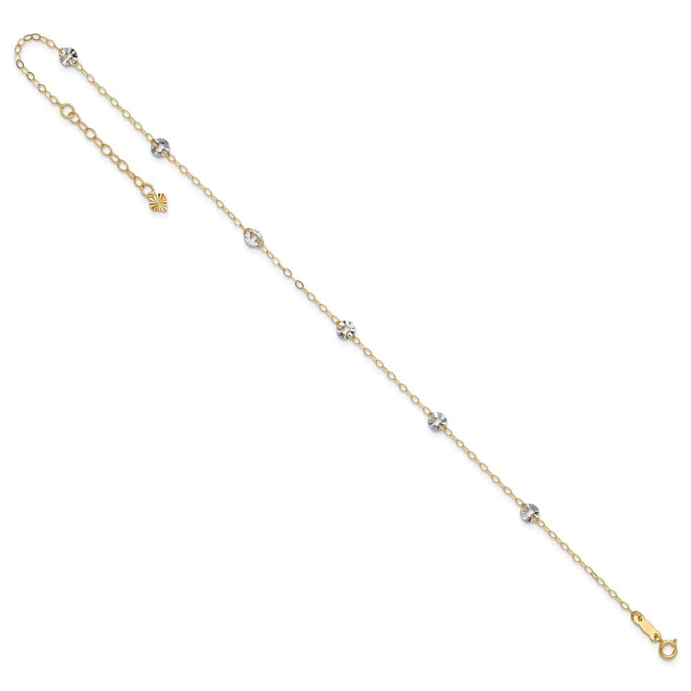 14K Two-Tone Gold Wavy Circles 6-Station Anklet