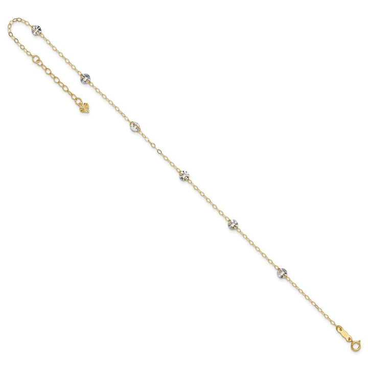 14K Two-Tone Gold Wavy Circles 6-Station Anklet