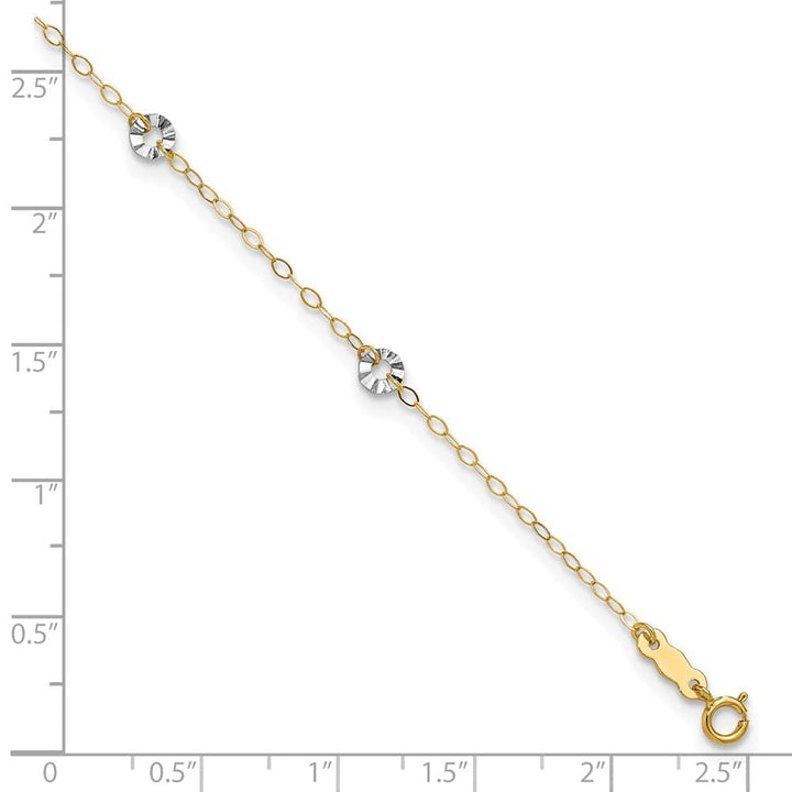 14K Two-Tone Gold Wavy Circles 6-Station Anklet