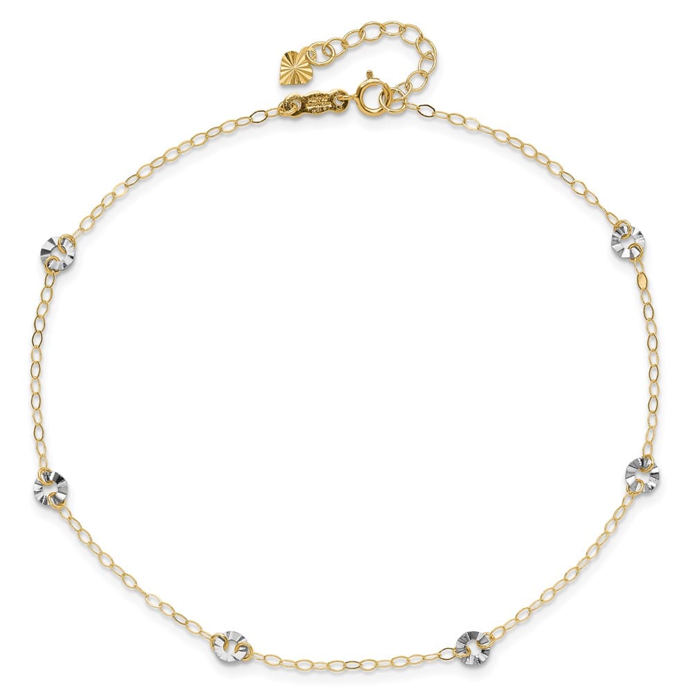 14K Two-Tone Gold Wavy Circles 6-Station Anklet