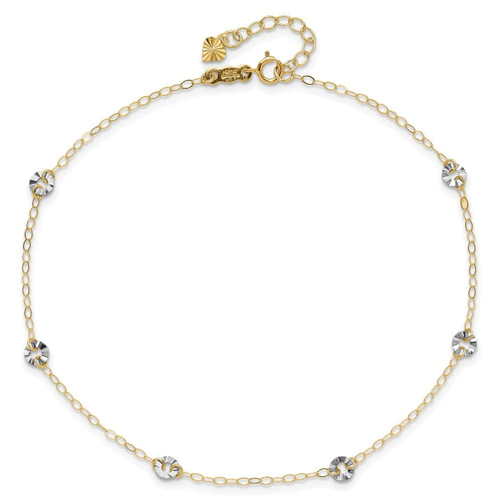14K Two-Tone Gold Wavy Circles 6-Station Anklet