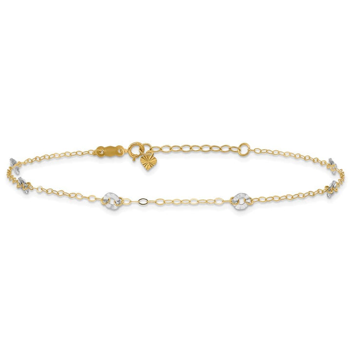 14K Two-Tone Gold Wavy Circles 6-Station Anklet