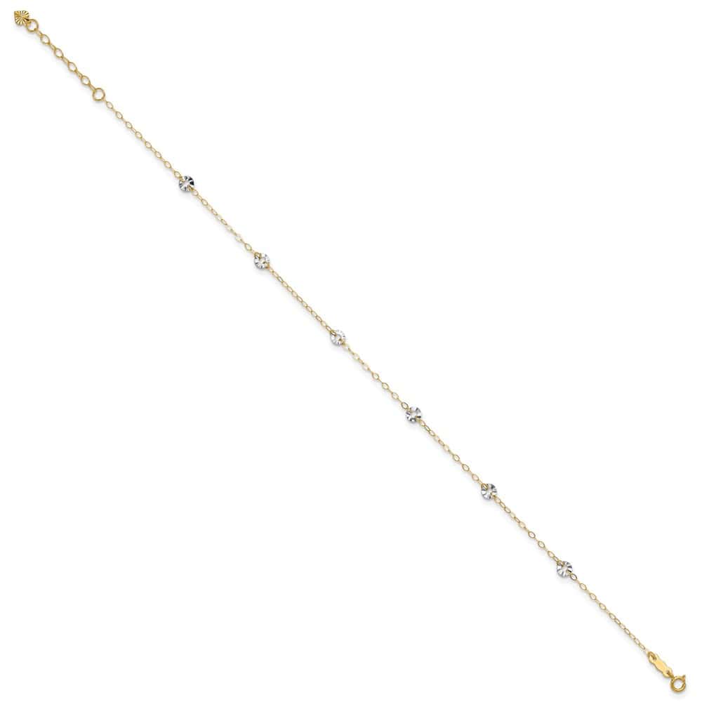 14K Two-Tone Gold Wavy Circles 6-Station Anklet