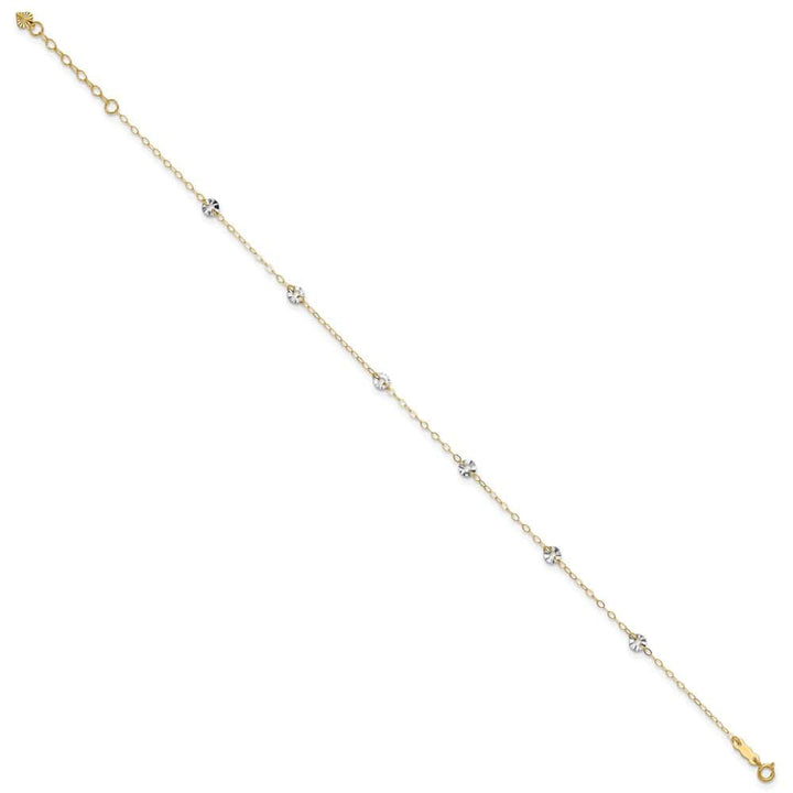 14K Two-Tone Gold Wavy Circles 6-Station Anklet