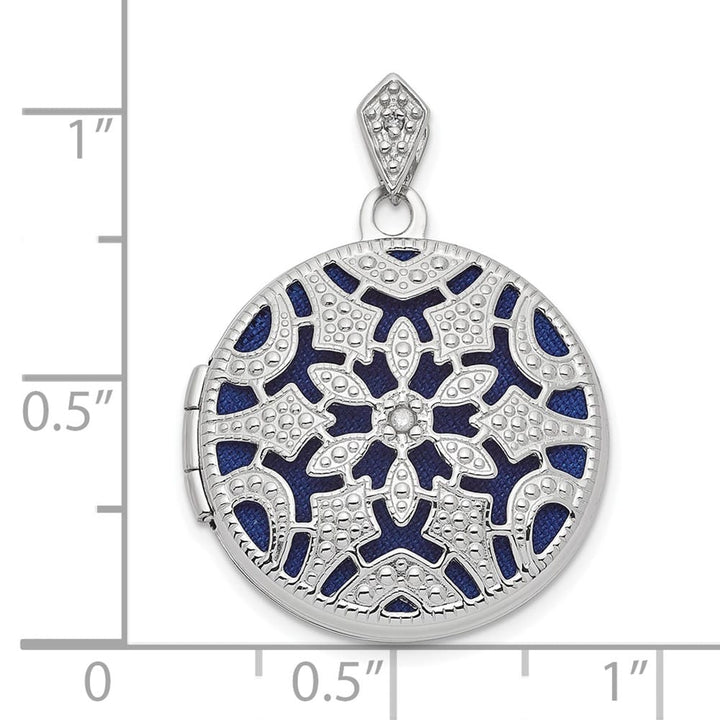 14K White Gold .01ct Diamond Vintage Filigree 20mm Round Locket