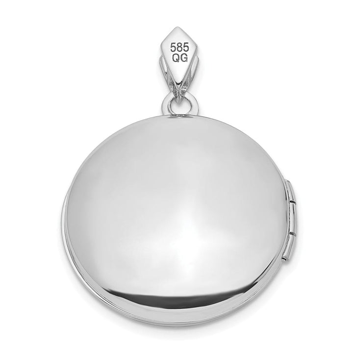 14K White Gold .01ct Diamond Vintage Filigree 20mm Round Locket