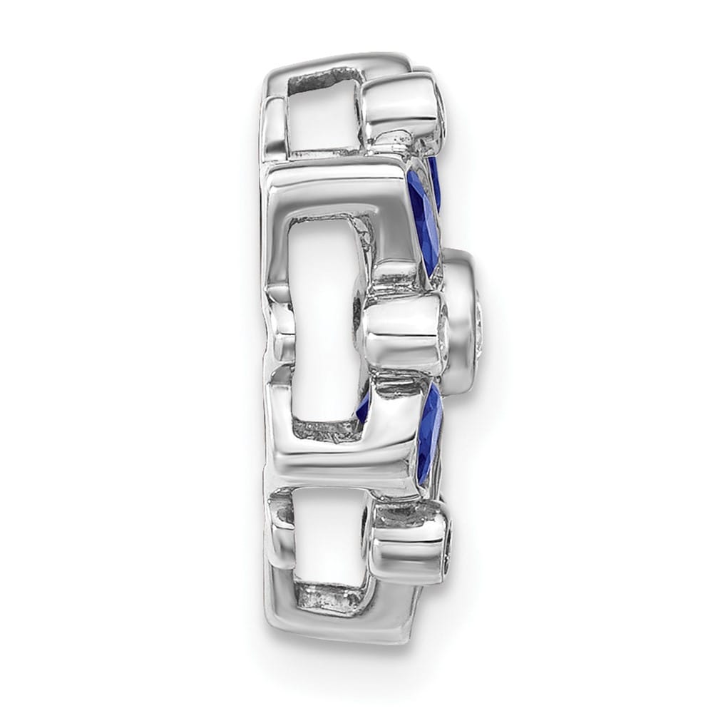 14K White Gold 1.015 ct Sapphire and Diamond Chain Slide
