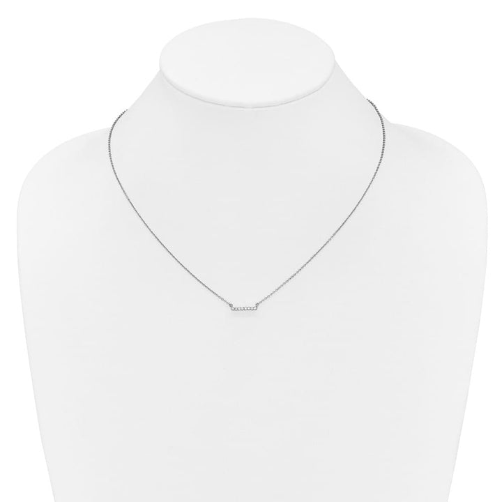 14K White Gold 1/10 carat Diamond Bar 18 inch Necklace