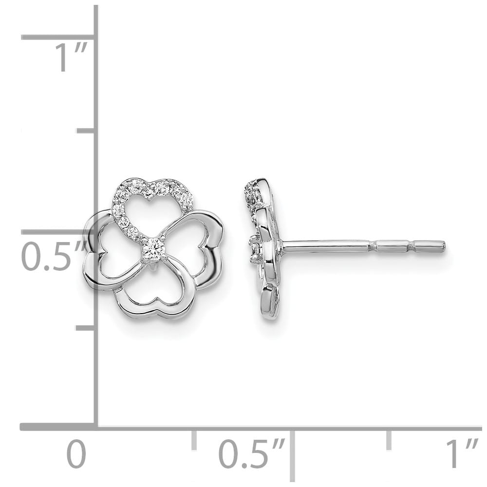 14K White Gold 1/10 carat Diamond Fancy Clover Post Earrings, view 4 of 4